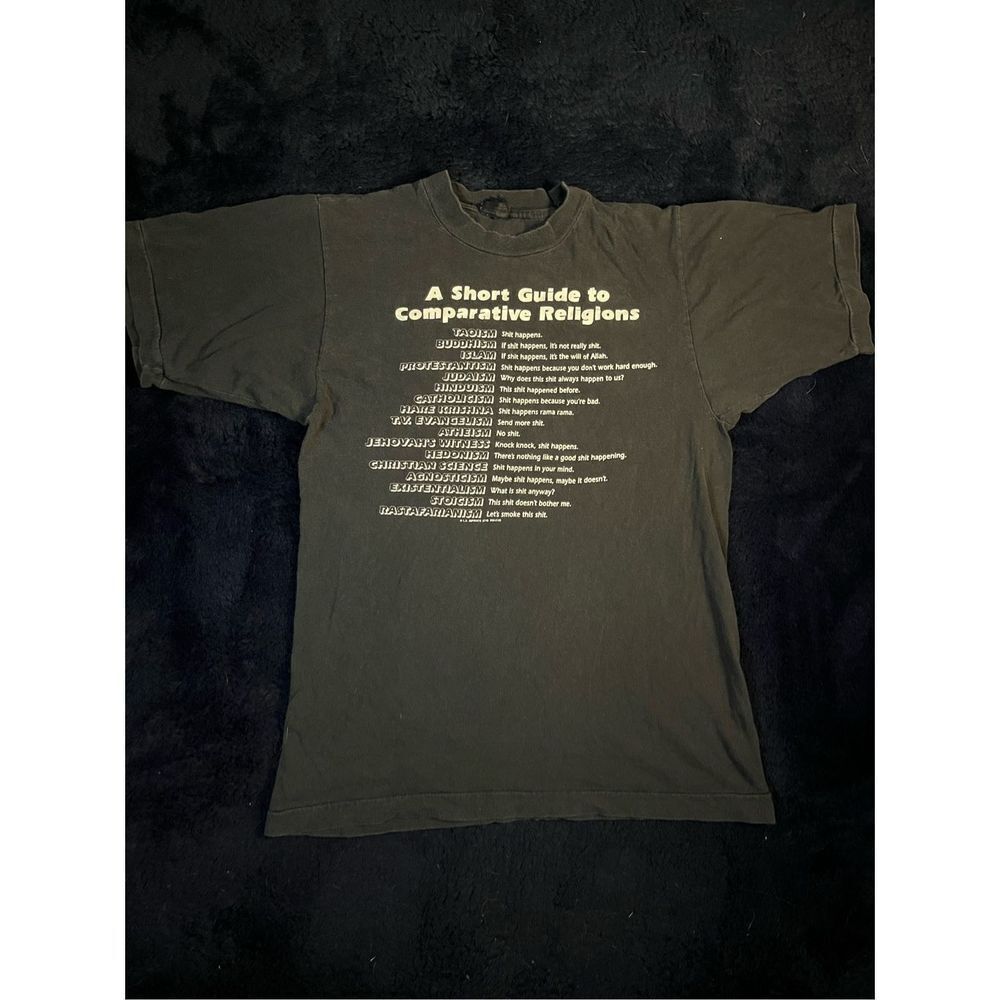 Vintage 80s LA Imprints Funny Short Guide To Religions Tee Sz Medium B8